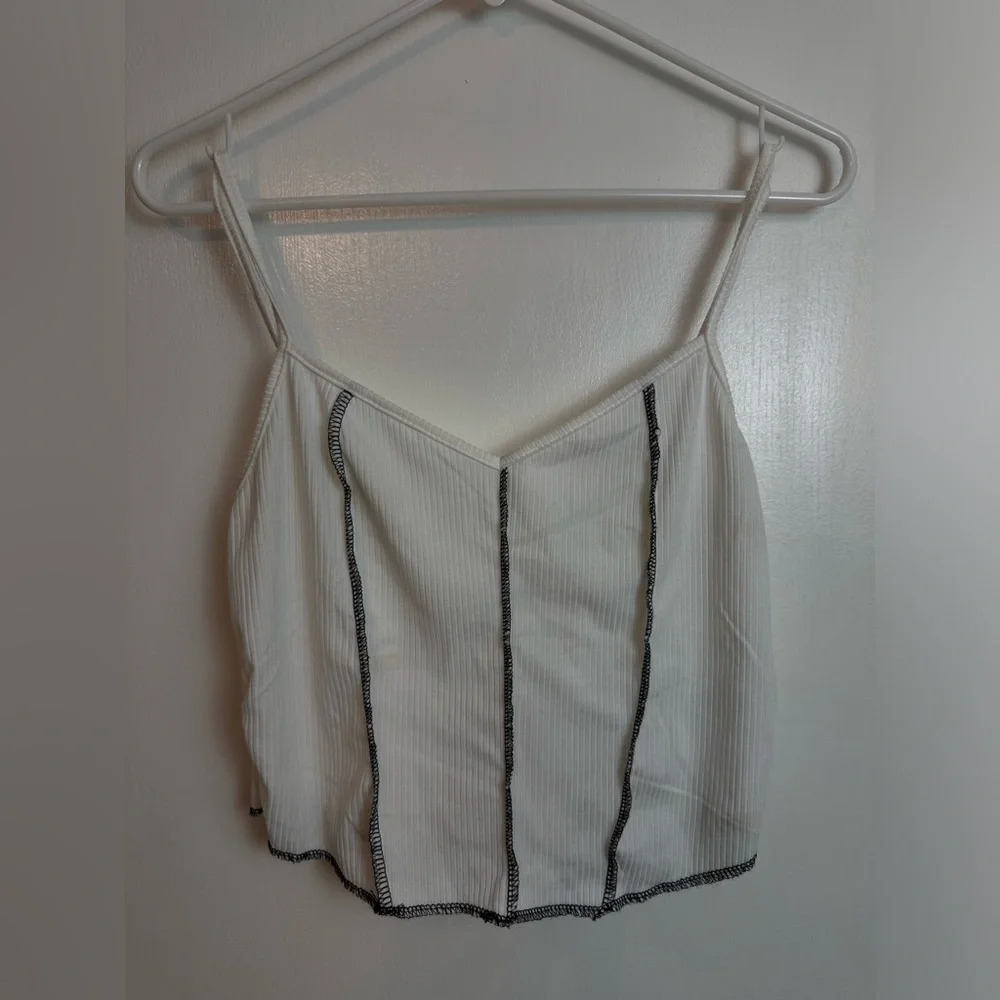 Women's white cropped light weight tank top Gaze size M #1442